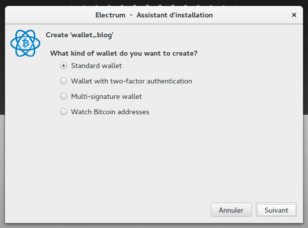 Electrum BTC Type de wallet