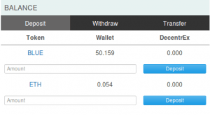 Decentrex, contenu des wallets