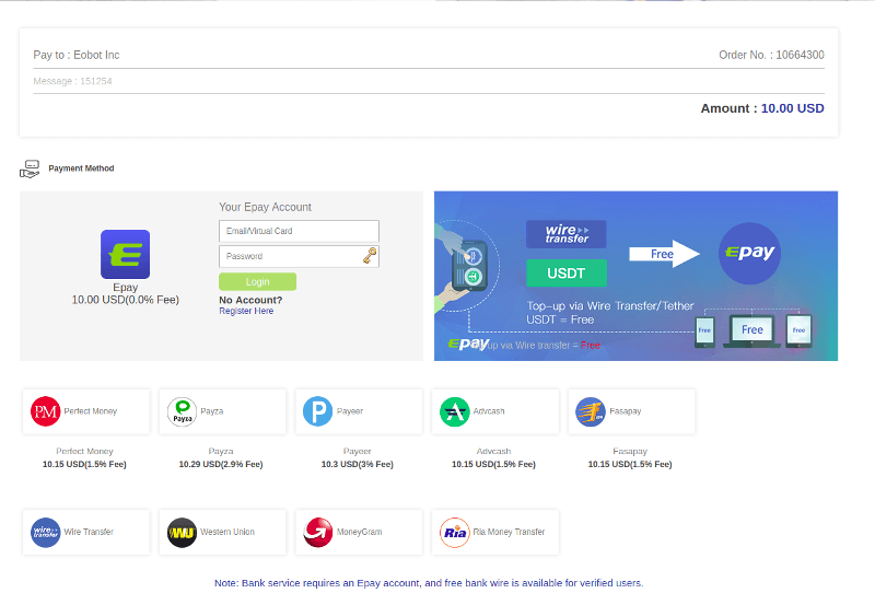 Eobot, moyens de paiements disponible en argent FIAT. Eobot, moyens de paiements disponible en argent FIAT.